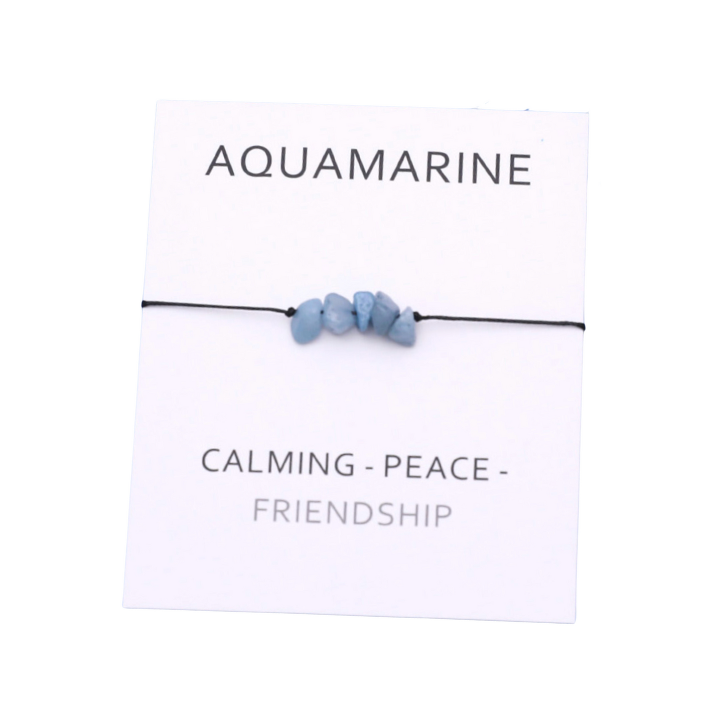 Aquamarine Embellished 'Friendship' Black Bracelet