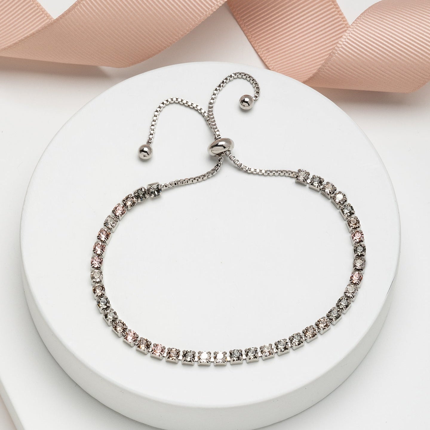 Mixed Color Crystal Adjustable Tennis Bracelet