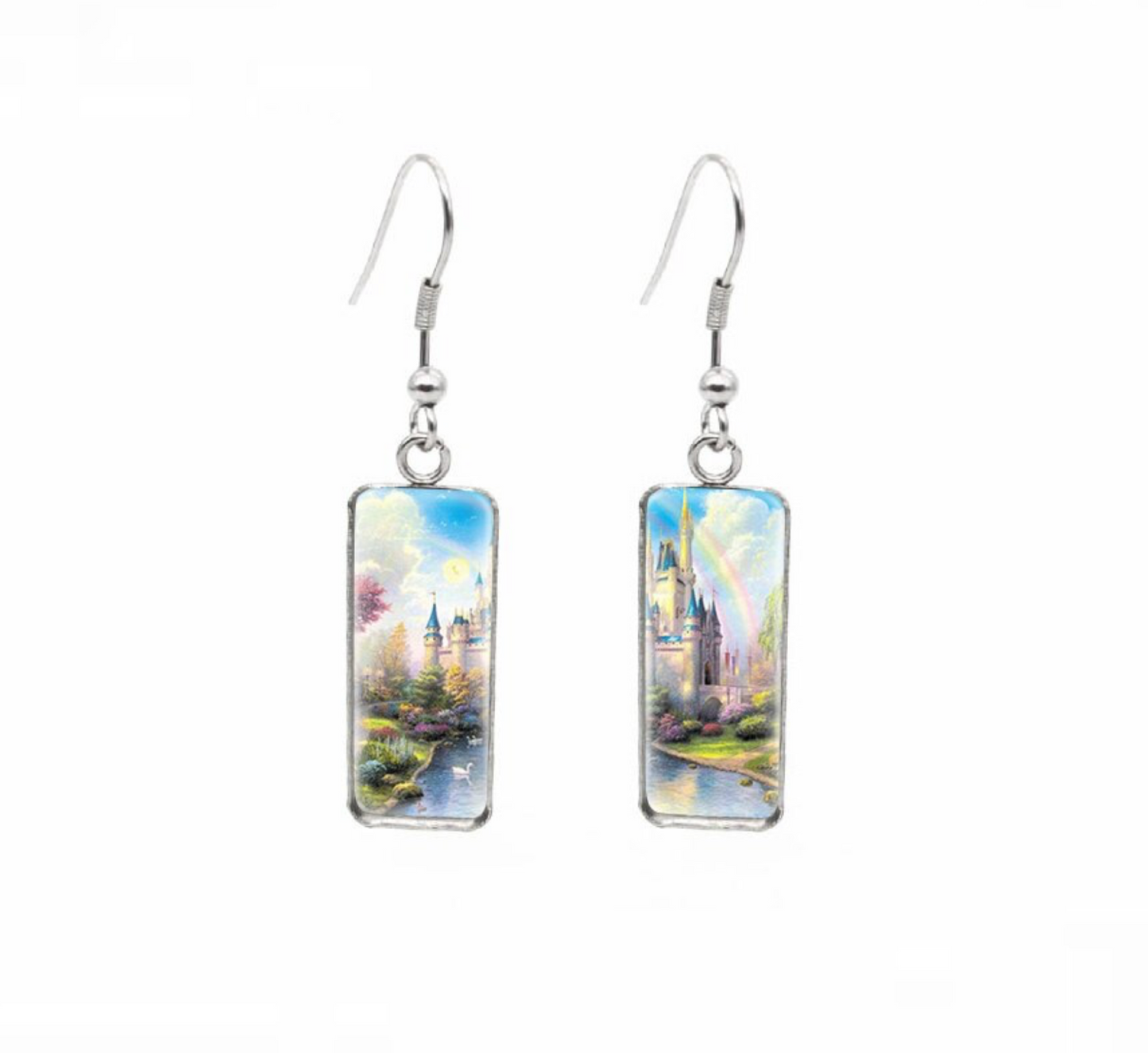 Castle Rainbow Rectangular Drop Earrings