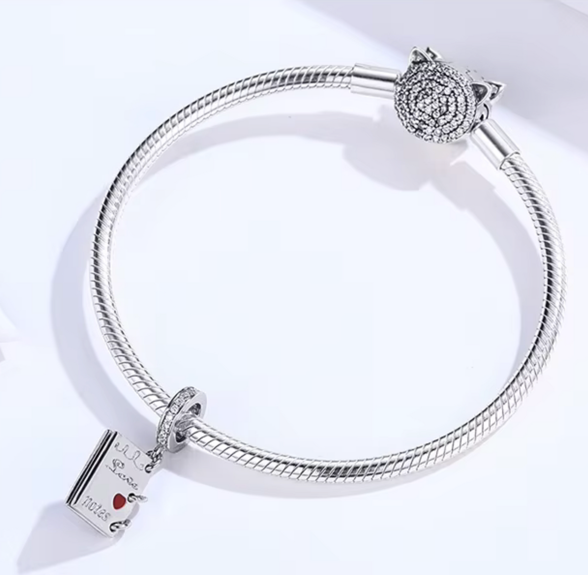Sterling Silver Love Letter Charm with Enamel & Pavé CZ