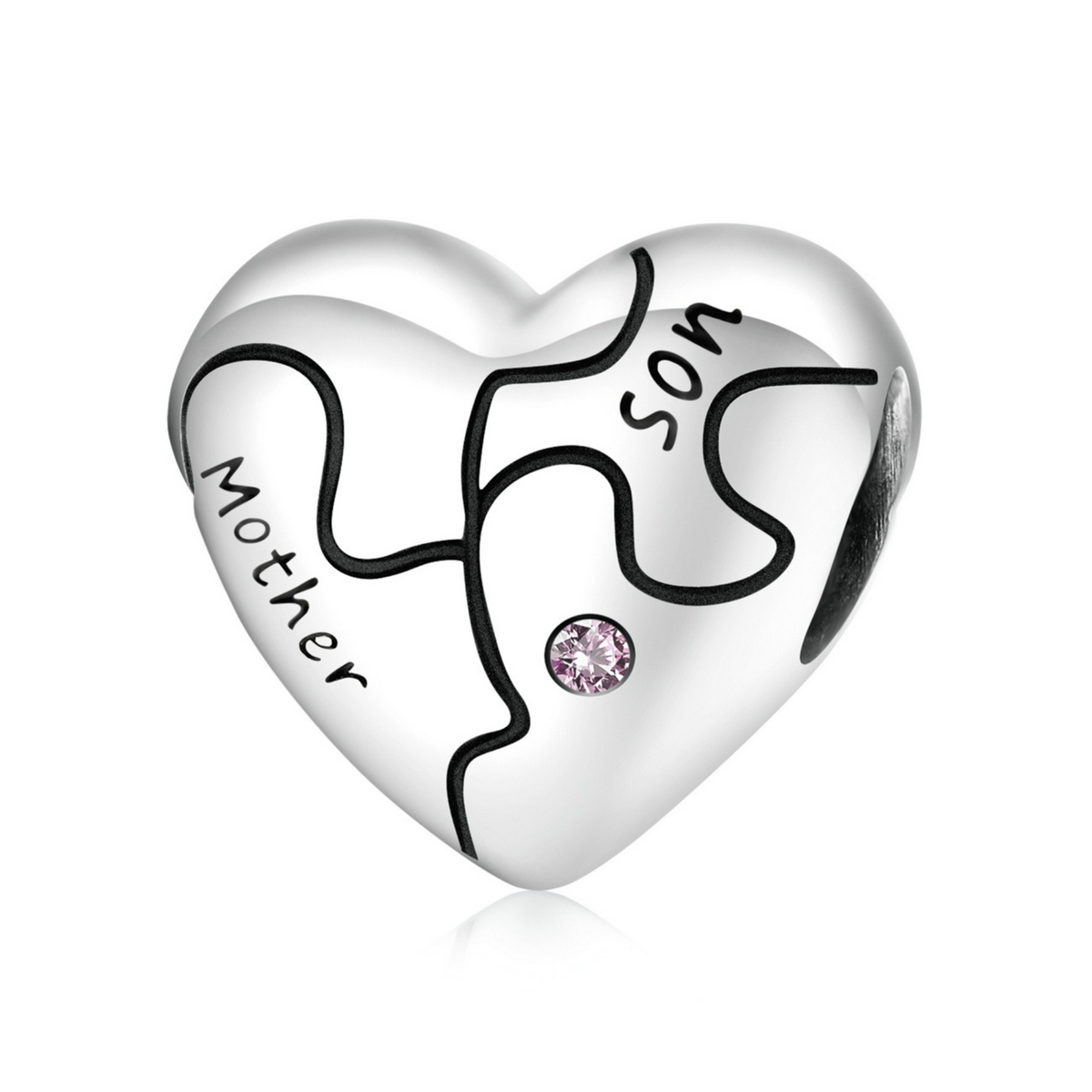 Sterling Silver Mother & Son Puzzle Heart Charm