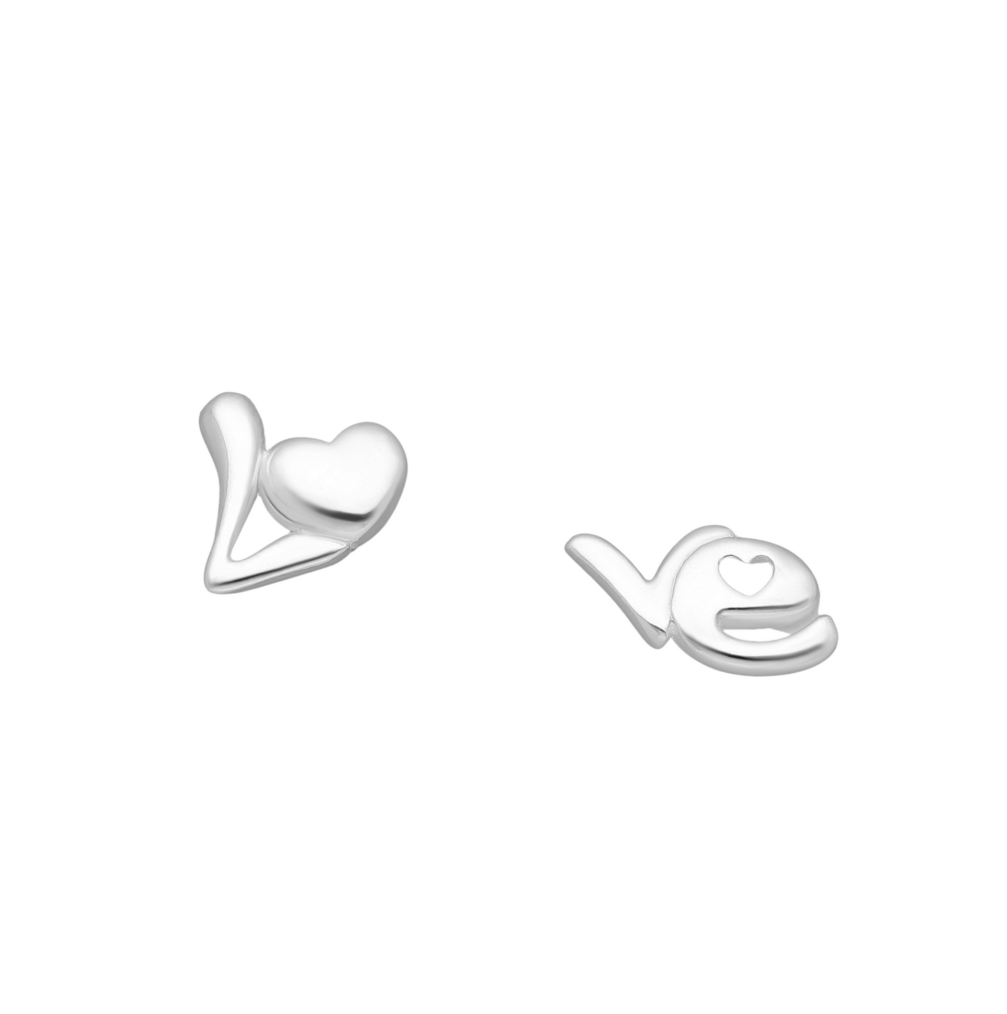 Sterling Silver Love Heart Stud Earrings