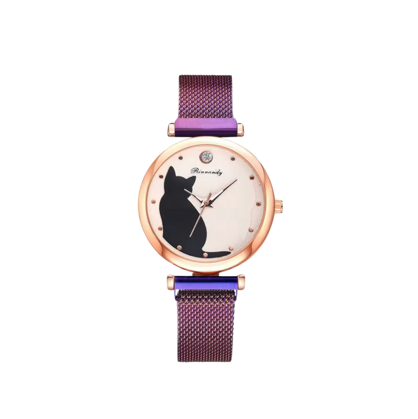 Rose and Goldtone Cat Watch