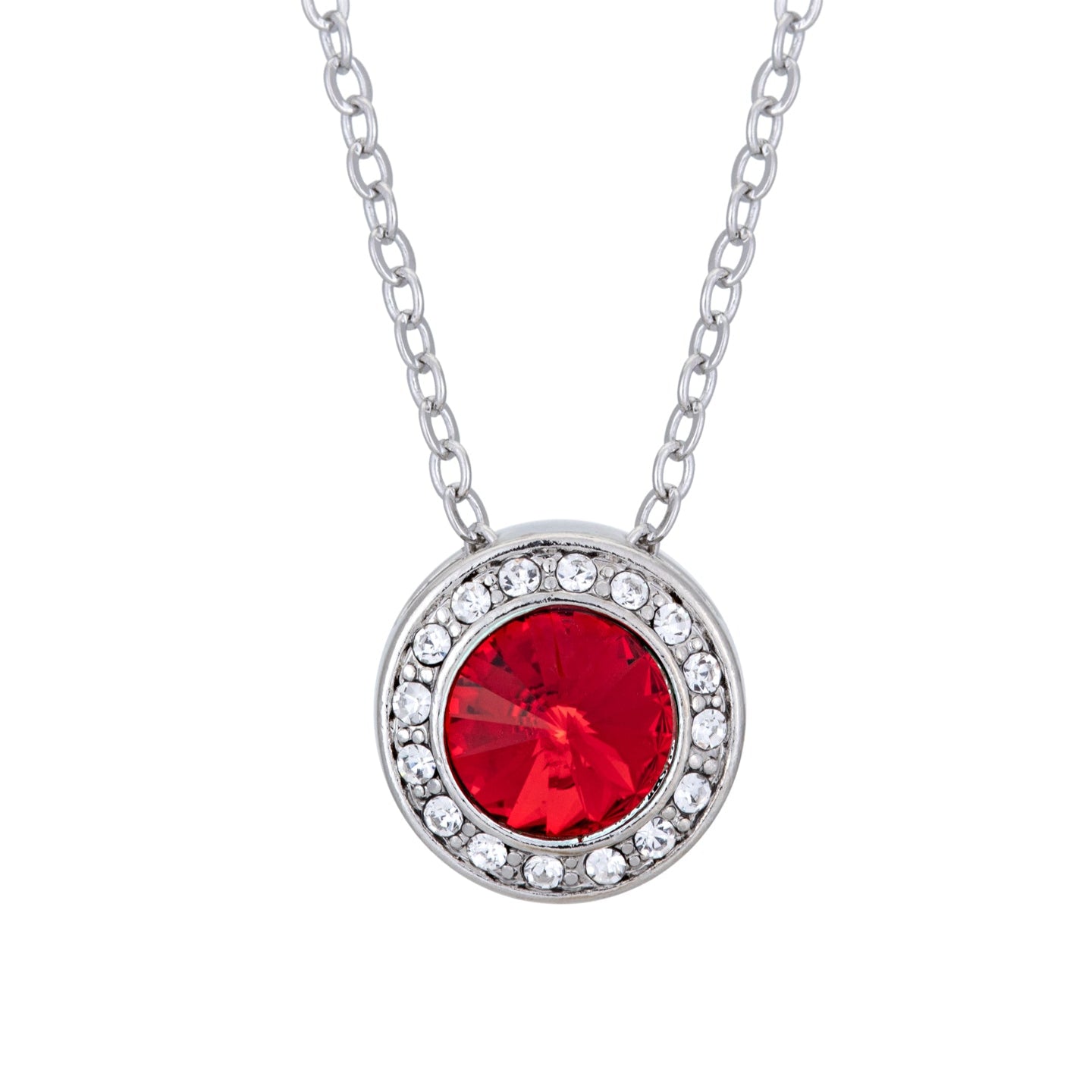 Light Siam Halo Pendant Necklace with Swarovski Crystals – Adjustable, Multiple Colors