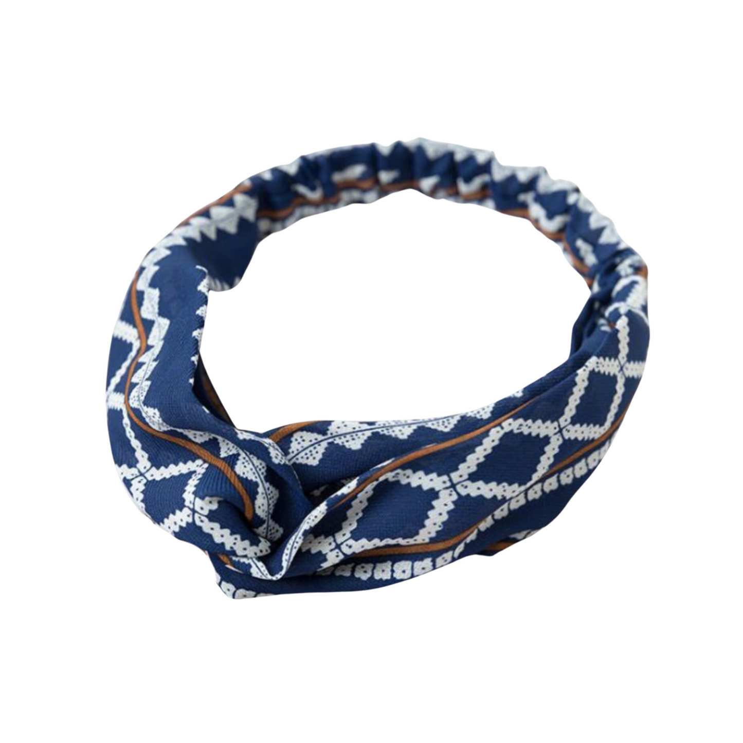 Blue Orange Geometric Twisted Headband