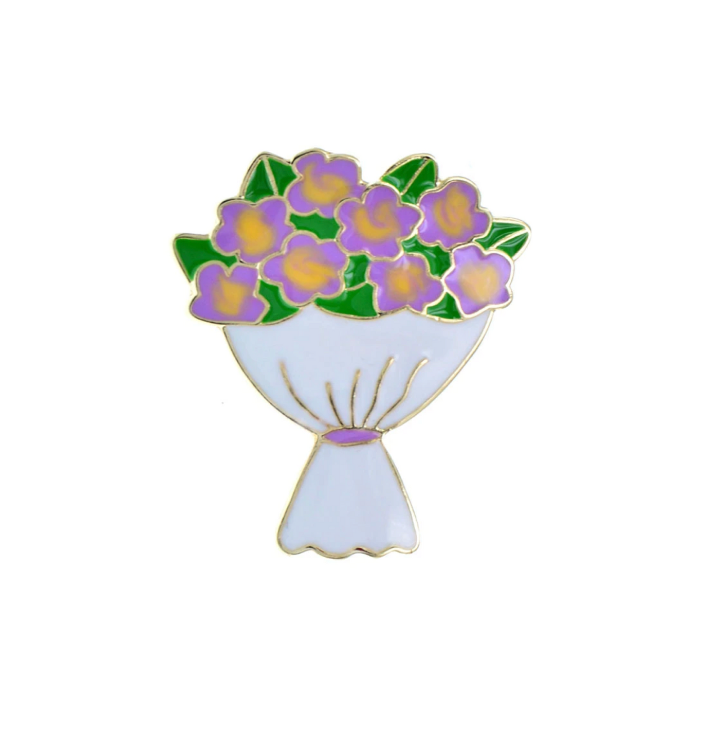 Purple White Flower Bouquet Brooch