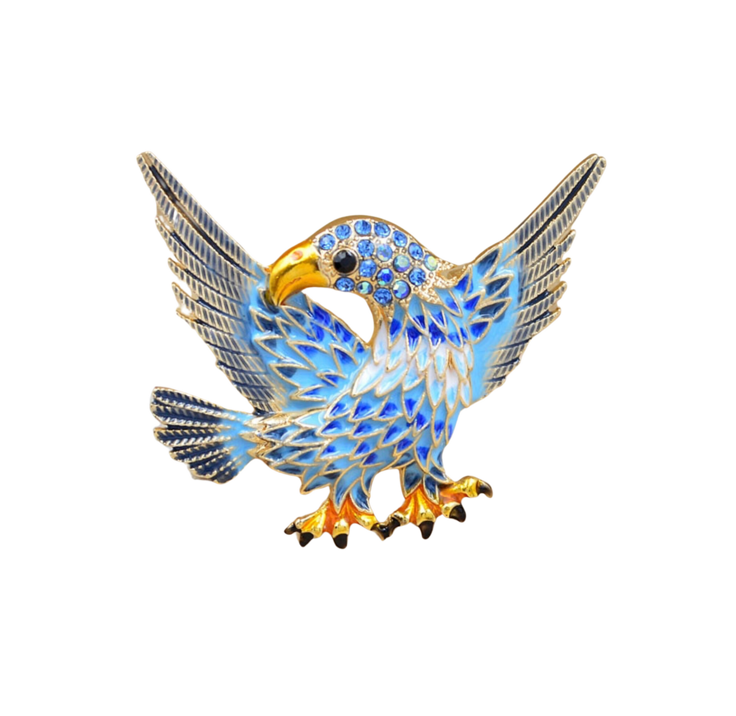 Blue Crystal Flying Eagle Brooch