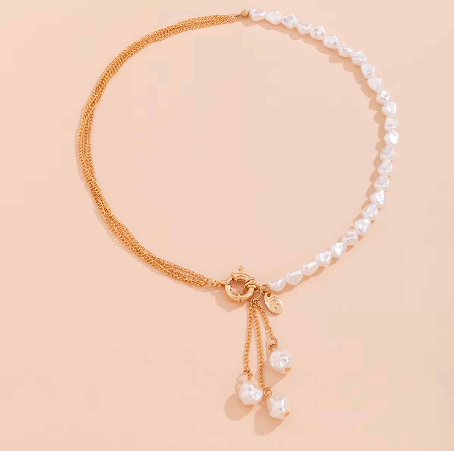 Imitation Pearl Goldtone Multi-strand Drop Necklace