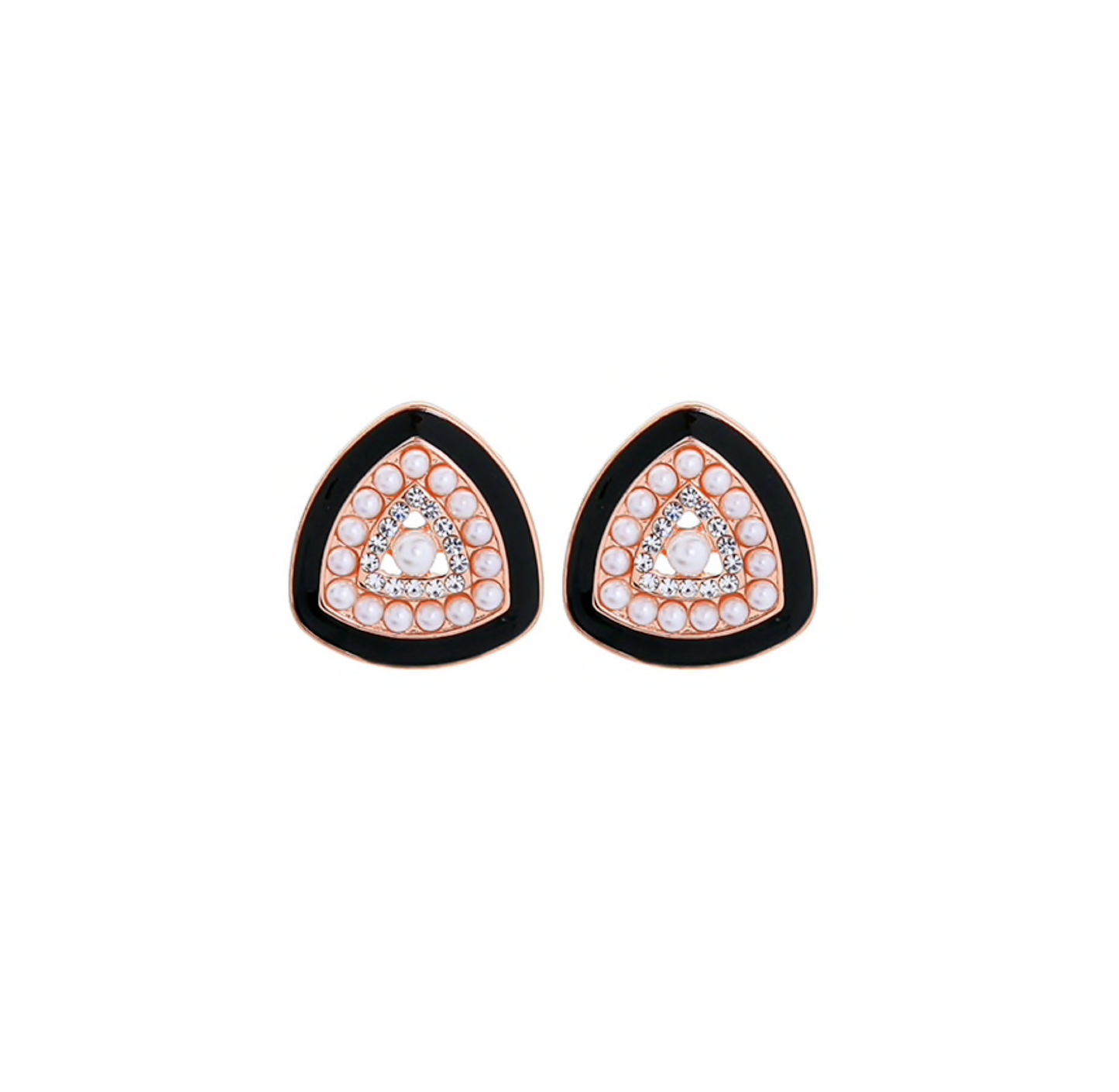 Black Imitation Pearl Stud Earrings