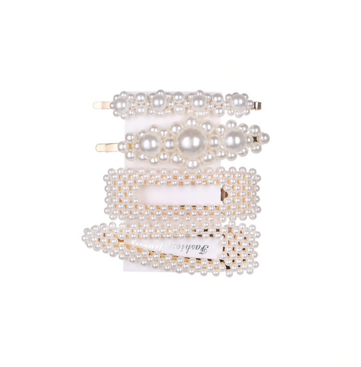 Goldtone and Imitation Pearl Bobby Pin Hair Clip - Set of Four