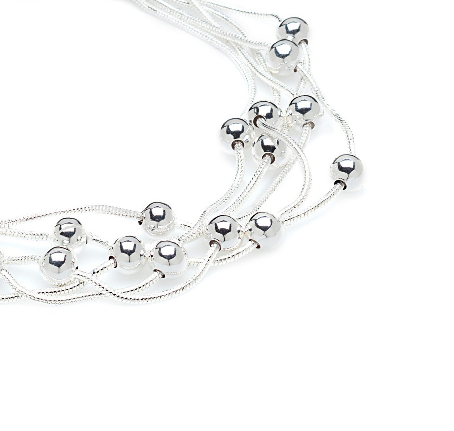 Sterling Silver Filled Ball Multi Strand Bracelet