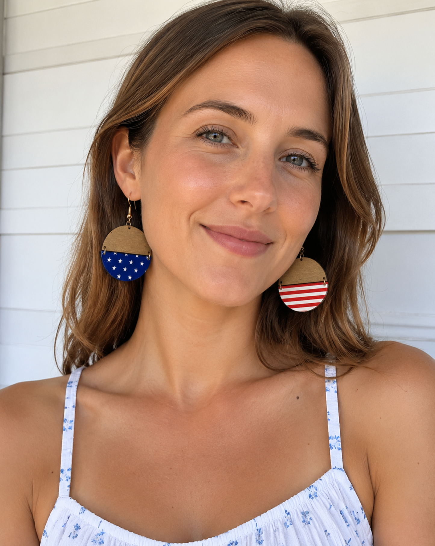 Wood Flag Earrings