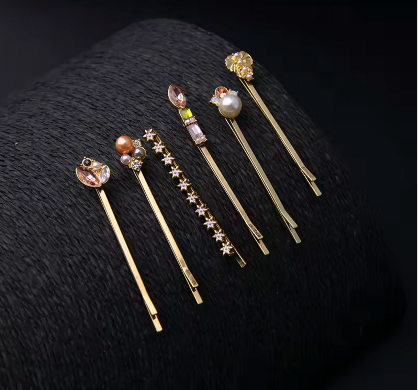 Set Of 6 Crystal And Imitation Pearl Hairpins