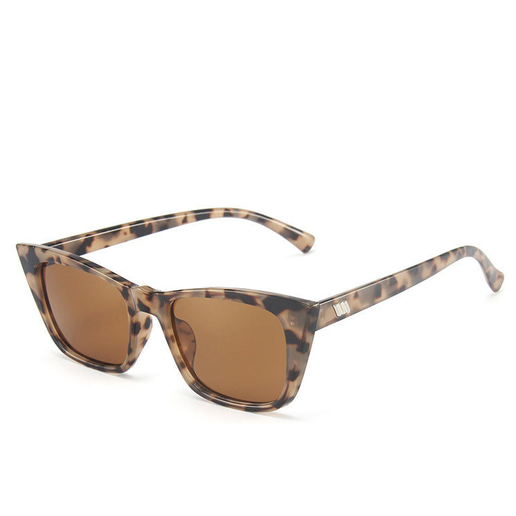 Brown faux tortoiseshell sunglasses with rectangular lenses