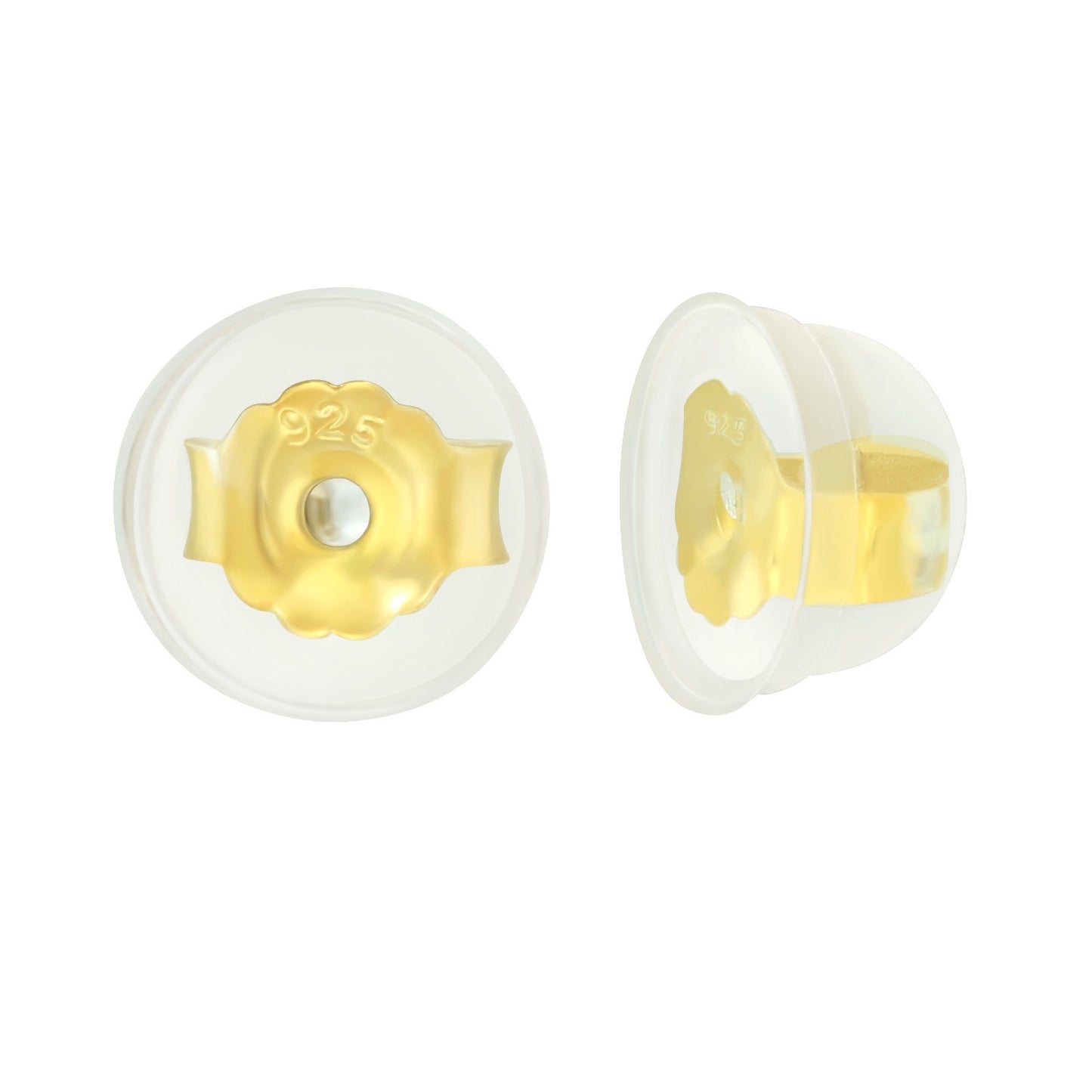 Sterling Silver 18k Gold- Plated & Silicone Earring Backing - Set of Six