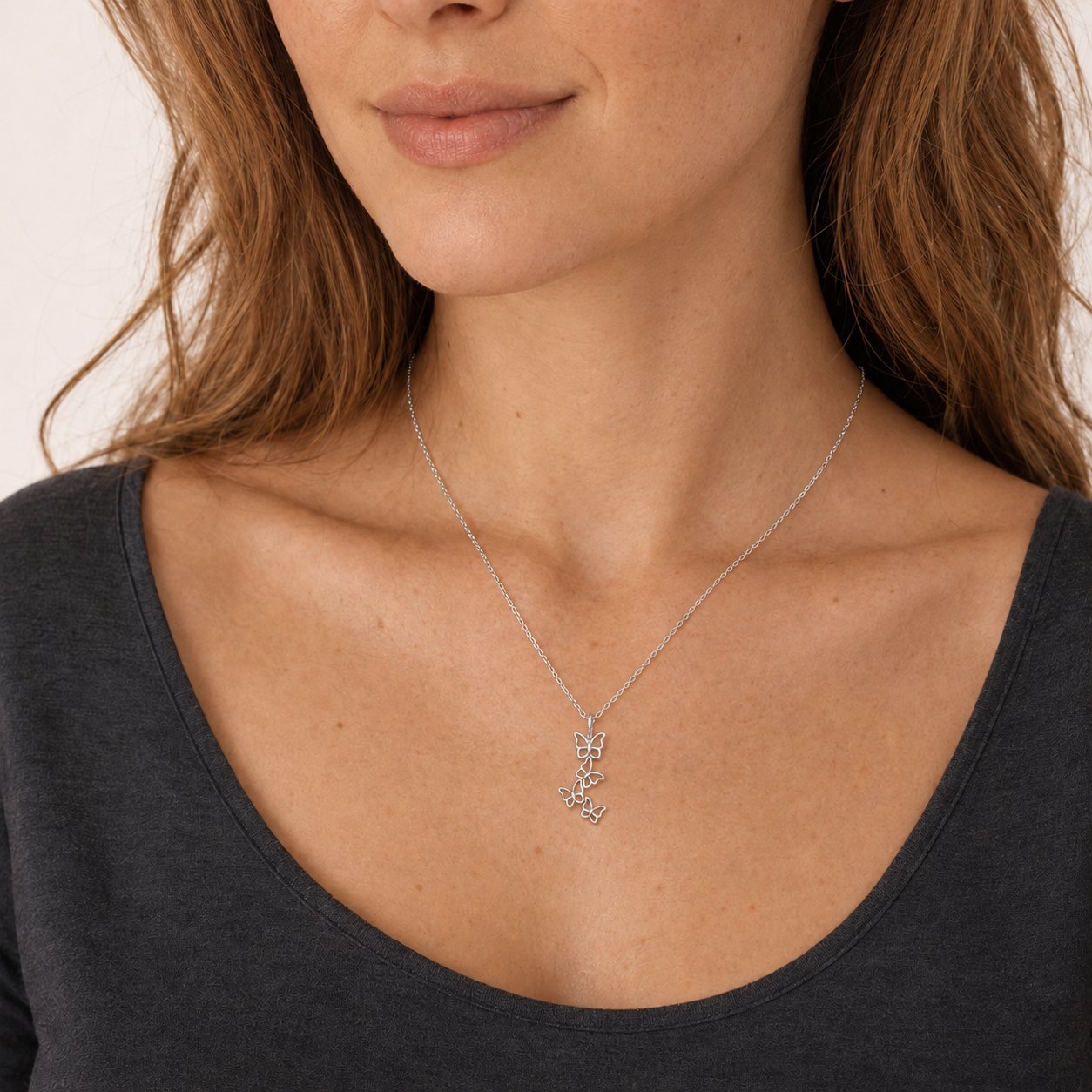 Sterling Silver Butterflies Pendant Necklace