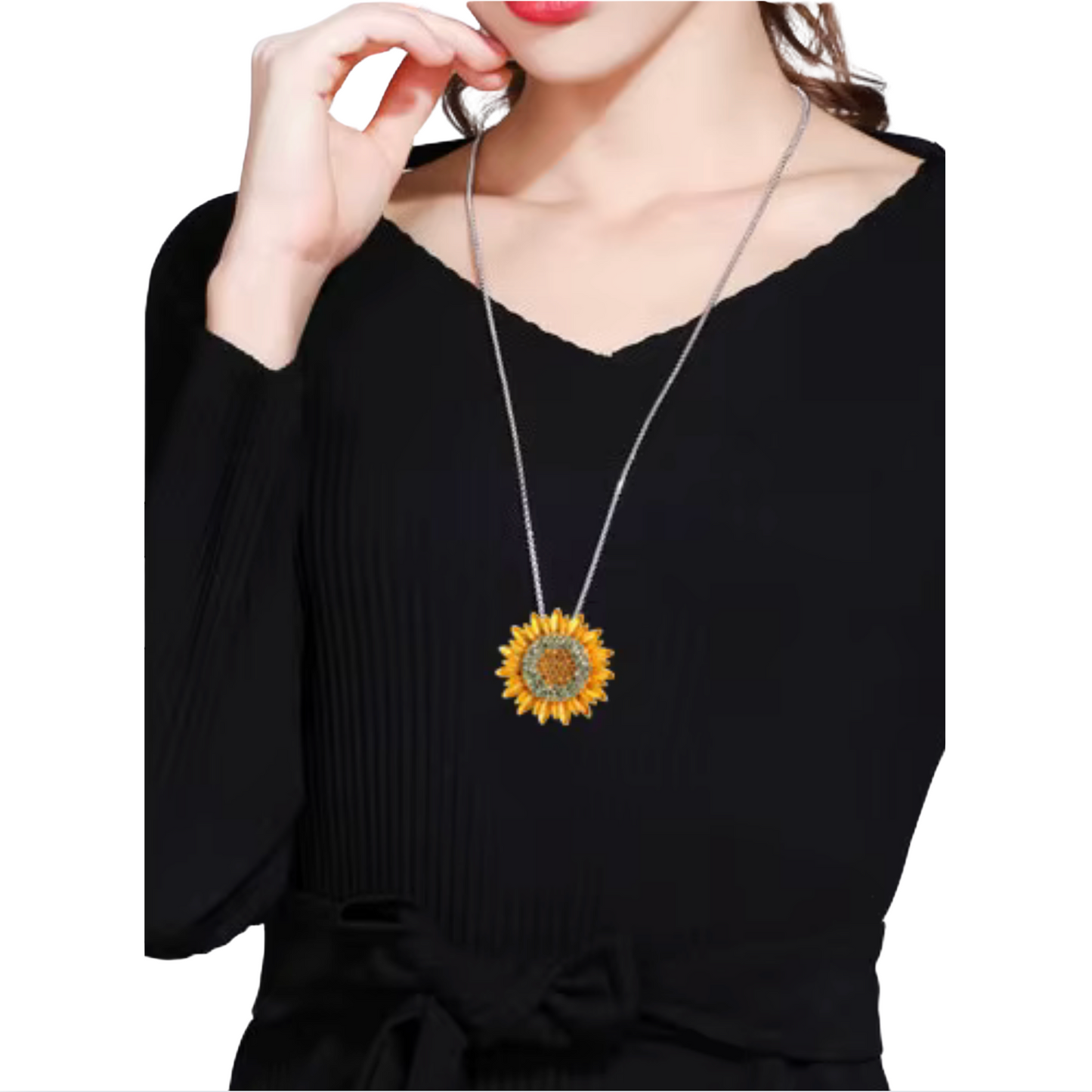 Yellow Crystal Sunflower Brooch