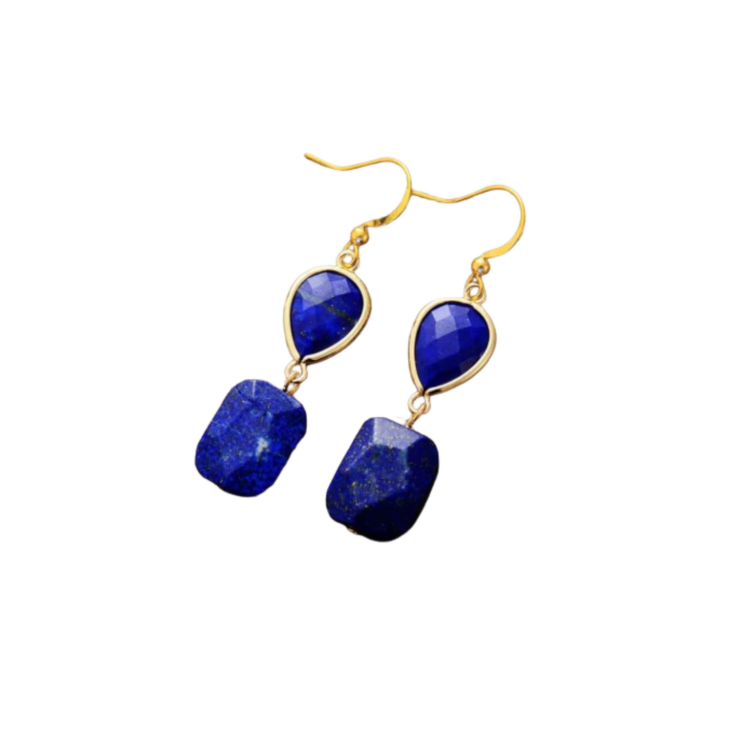 Goldtone Lapis Drop Earrings
