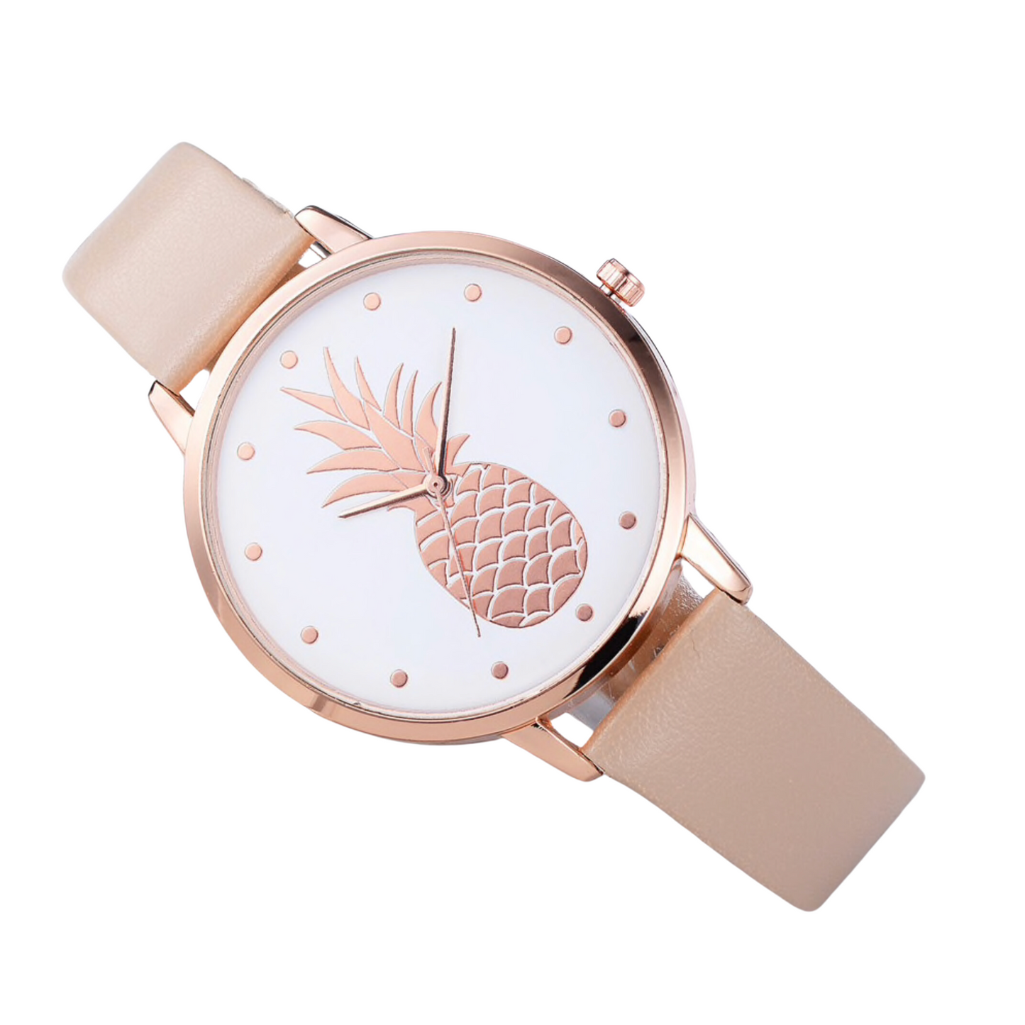 Rose Goldtone Faux Leather Pineapple Watch