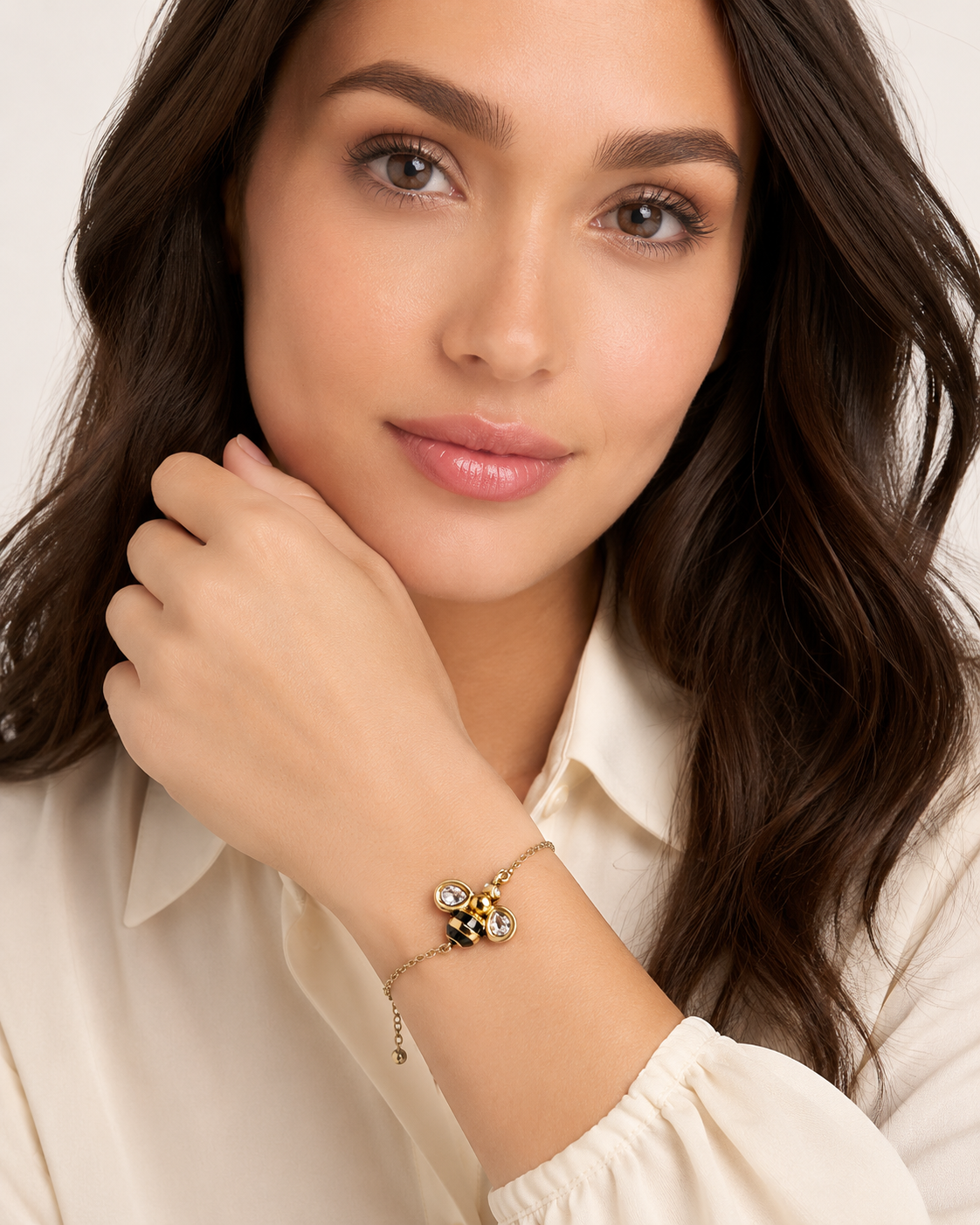 Bee Charm Bracelet – Champagne Gold Satin Finish
