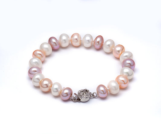 Rose & White Cultured Pearl Bracelet