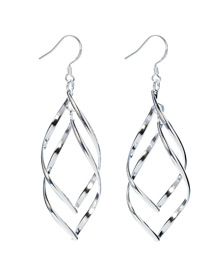 Silvertone Spiral Drop Earrings