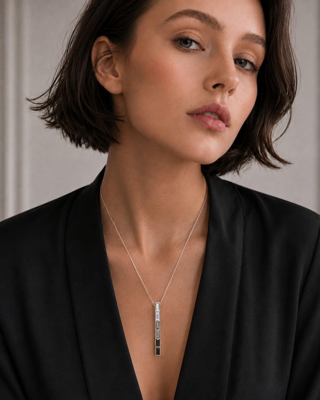 Crystal Bar Pendant Necklace with Swarovski Crystals