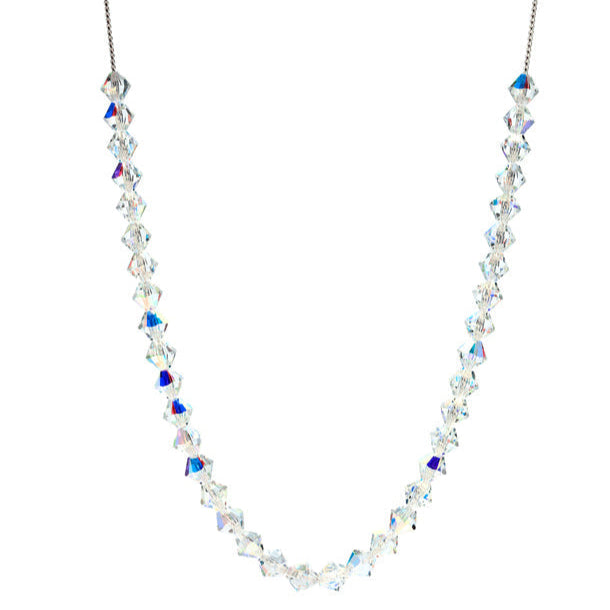 26-inch Swarovski crystal necklace with 8mm faceted bicone beads, shimmering clear finish, elegant jewelry by callura
