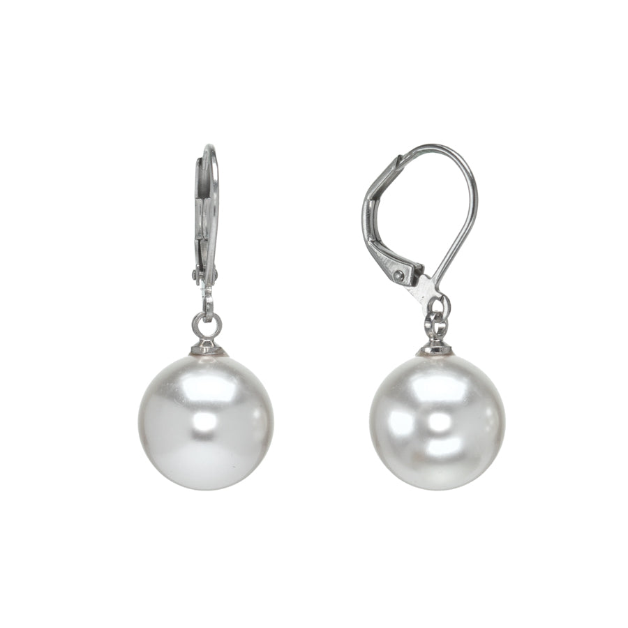 Classic 12mm drop earrings with Swarovski pearls, stainless steel leverback by callura