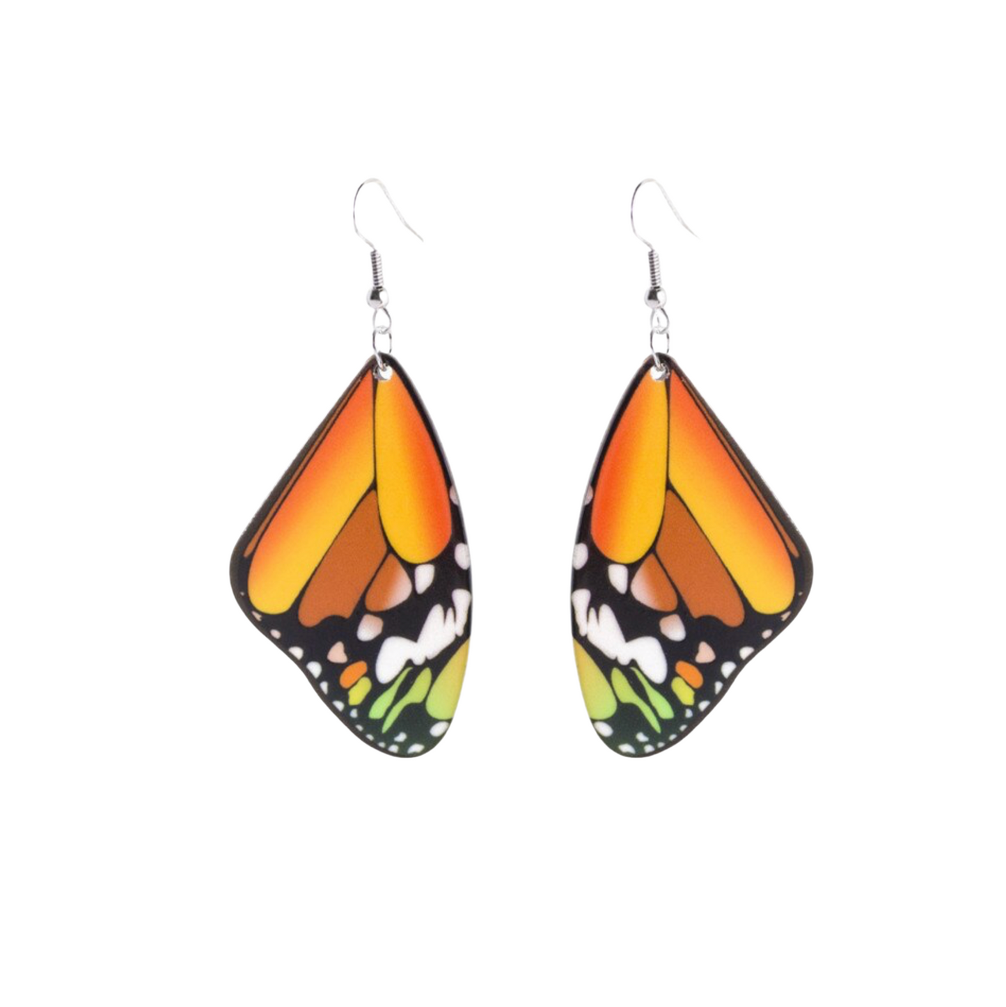 Orange Butterfly Wing Drop Earrings