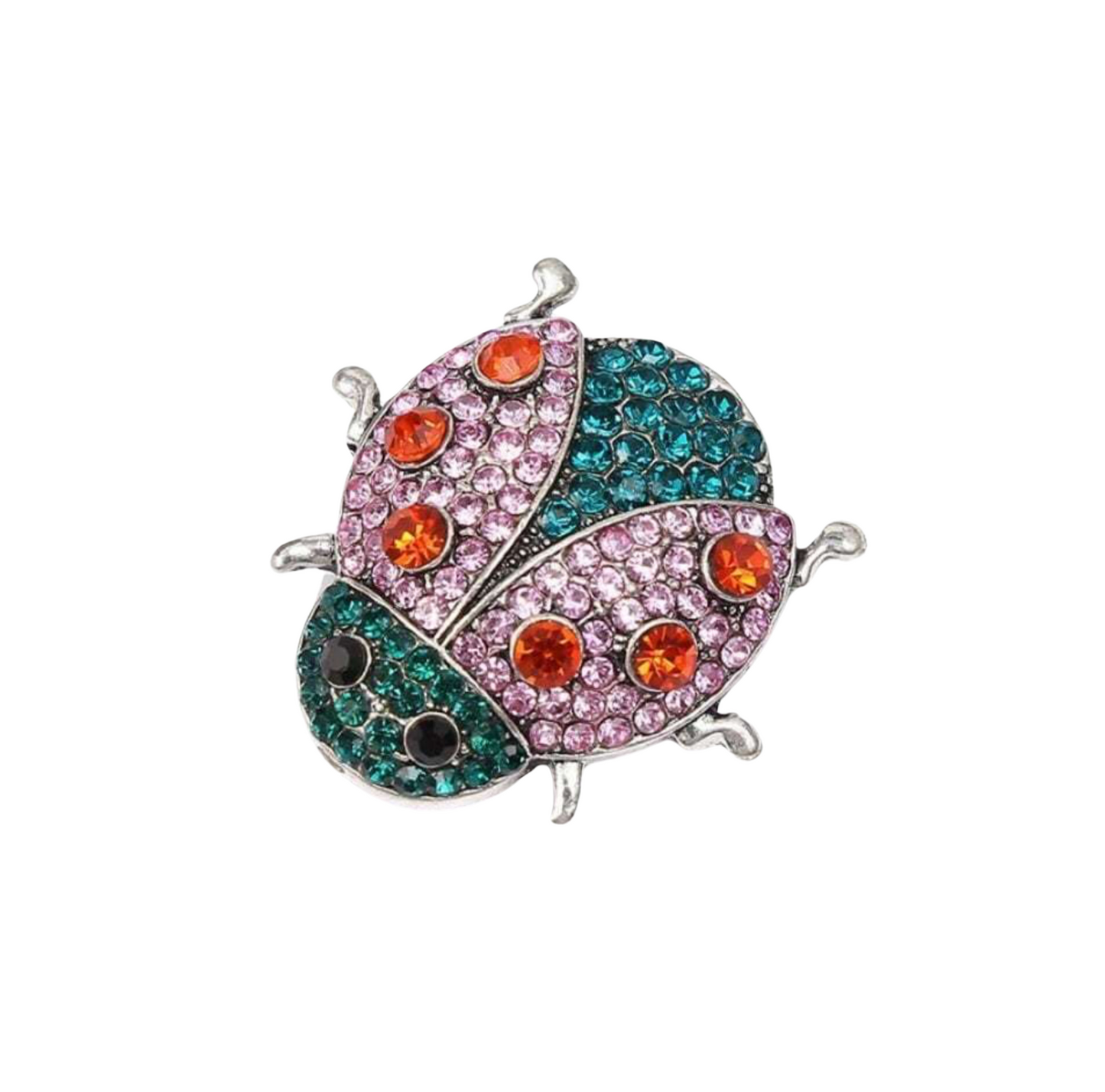 Purple Green Ladybug Crystal Brooch