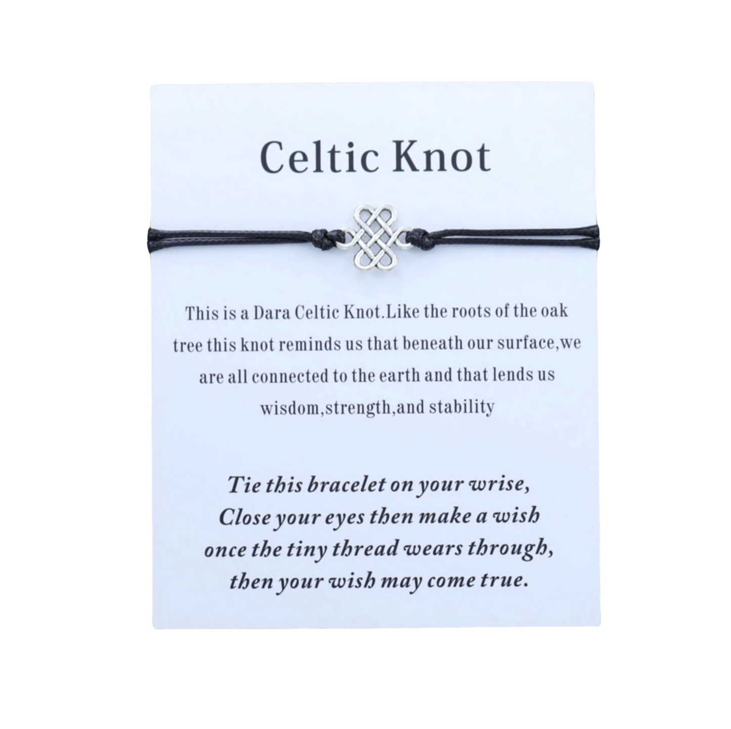 Black Adjustable Silvertone Celtic Bracelet