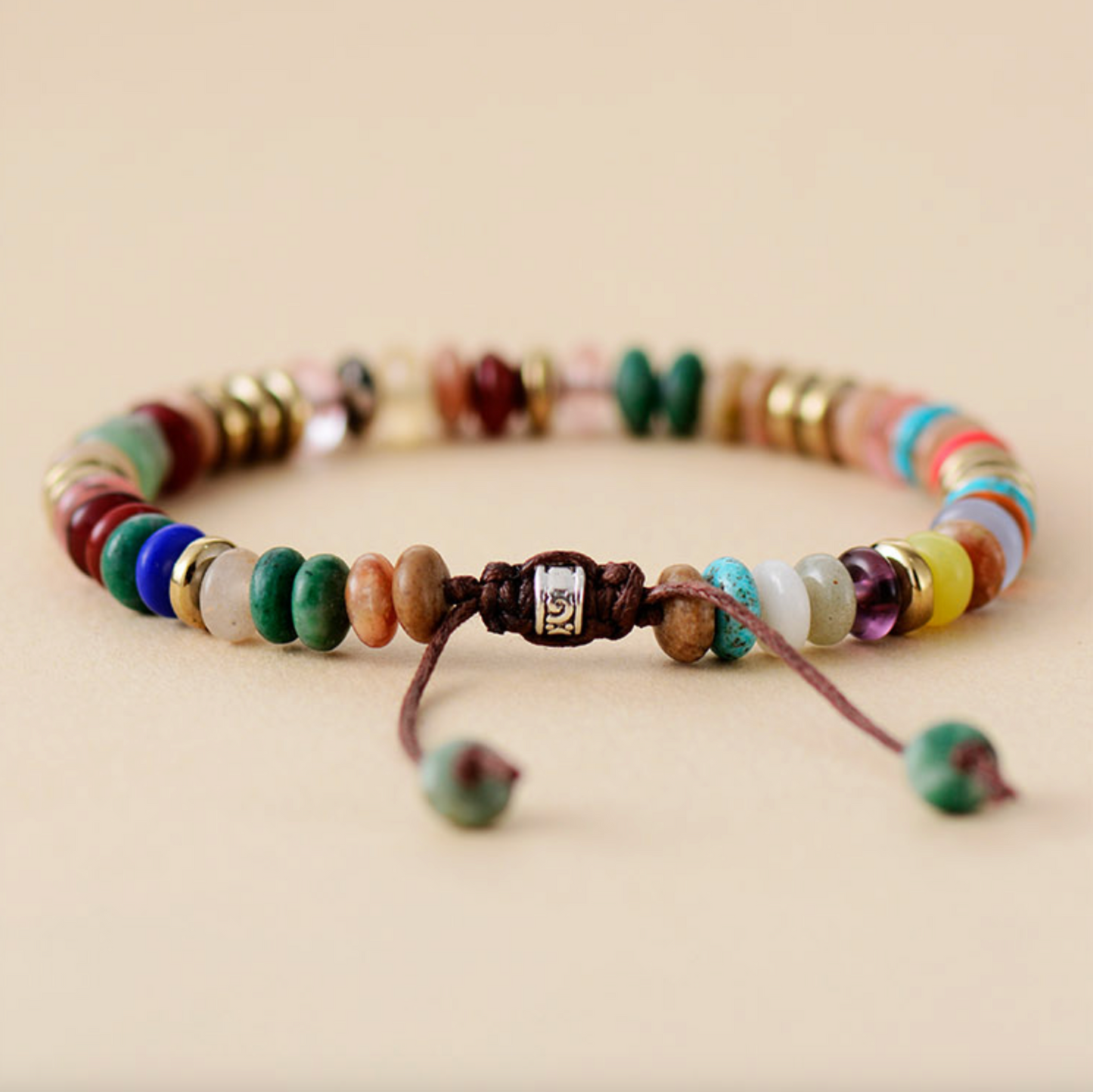 Multi Colored Quartz Beaded Adjustable Bracelet