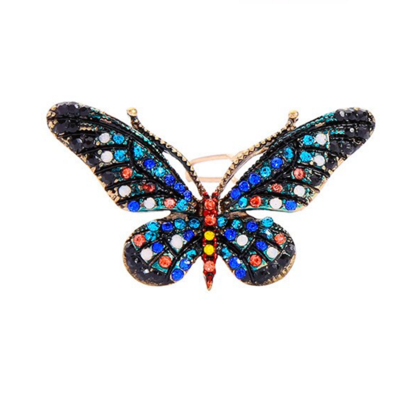 Multi Colored Crystal Butterfly Brooch