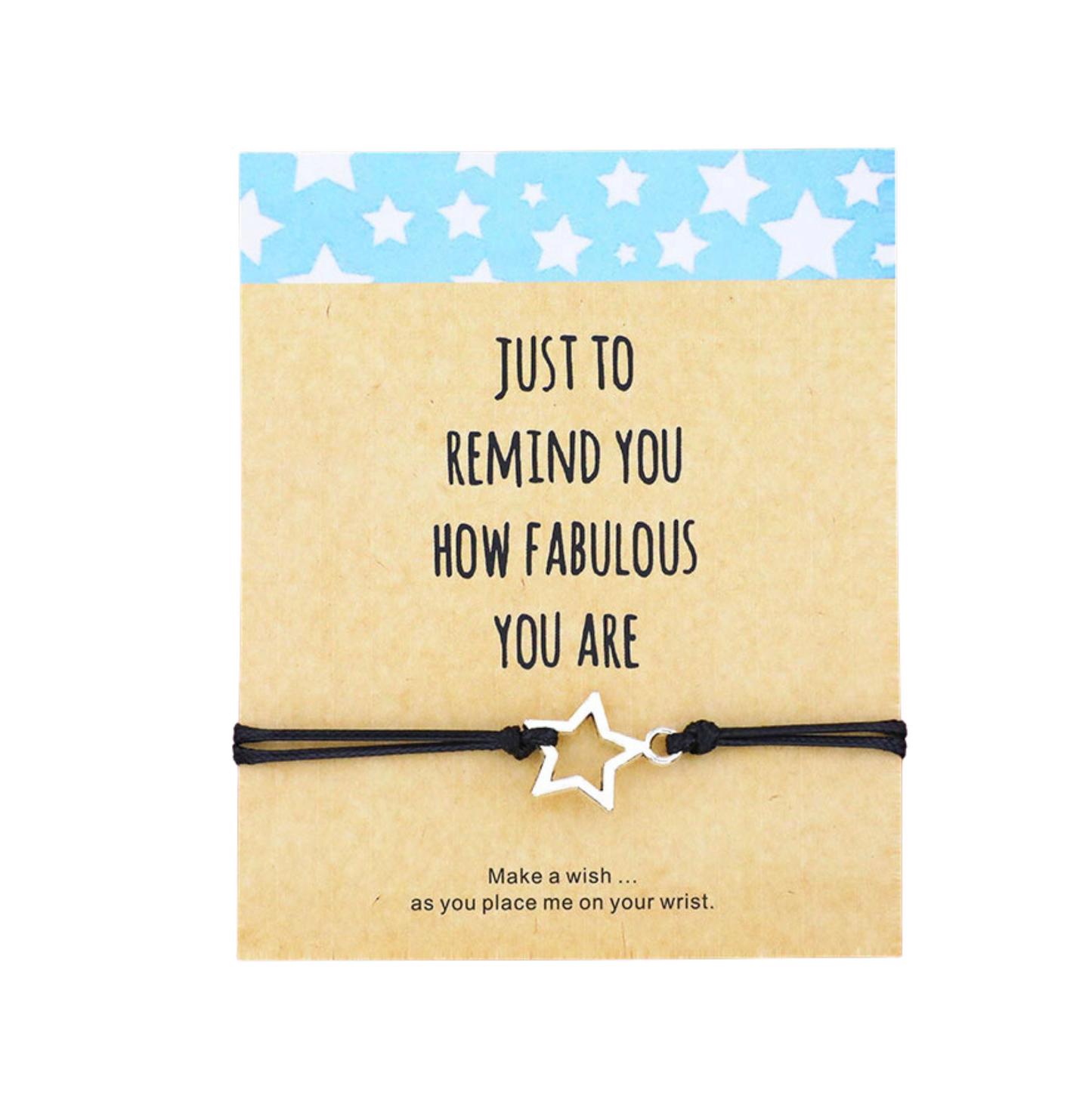 Black Silvertone Star You Are Fabulous Bracelet