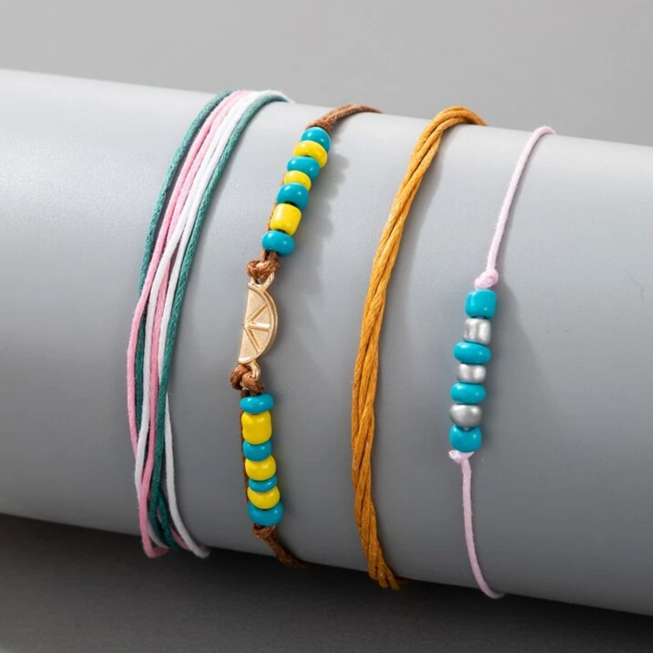 Beaded Multi Colored Summertime Anklet Set