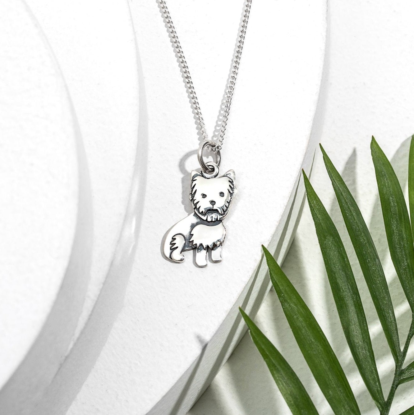 Sterling Silver Yorkie Dog Pendant Necklace