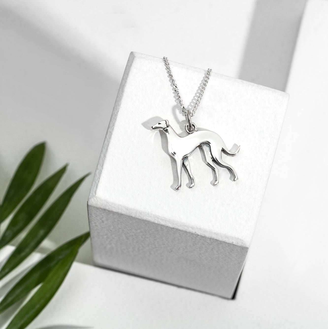 Sterling Silver Greyhound Dog Pendant Necklace