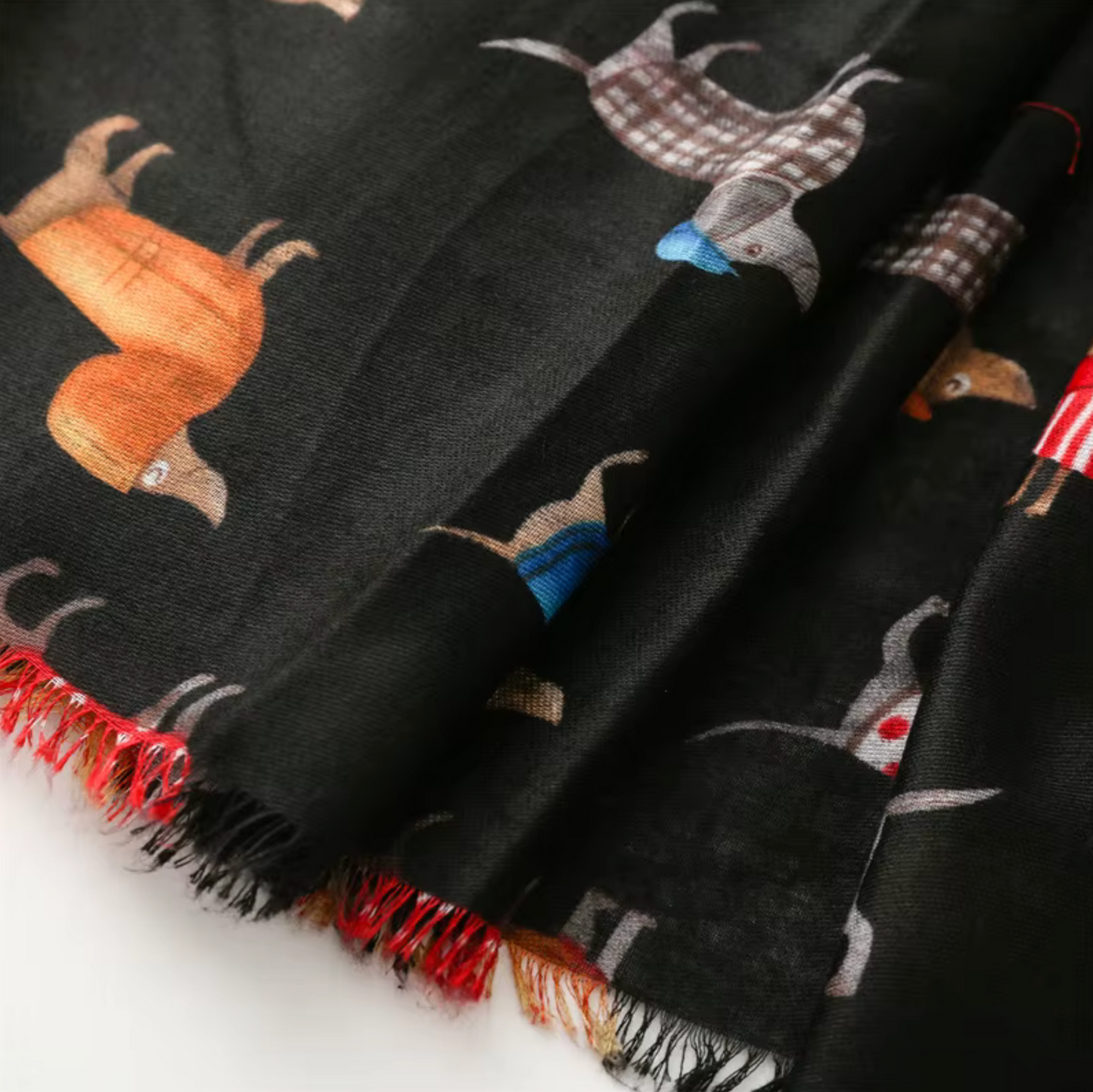 Playful and Adorable Dachshund Scarf in Black