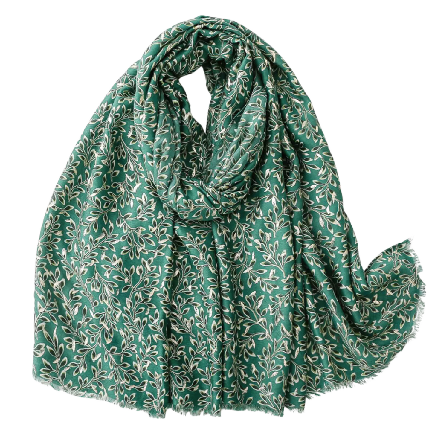 Elegant Botanical Scarf with Delicate Leaf Prints