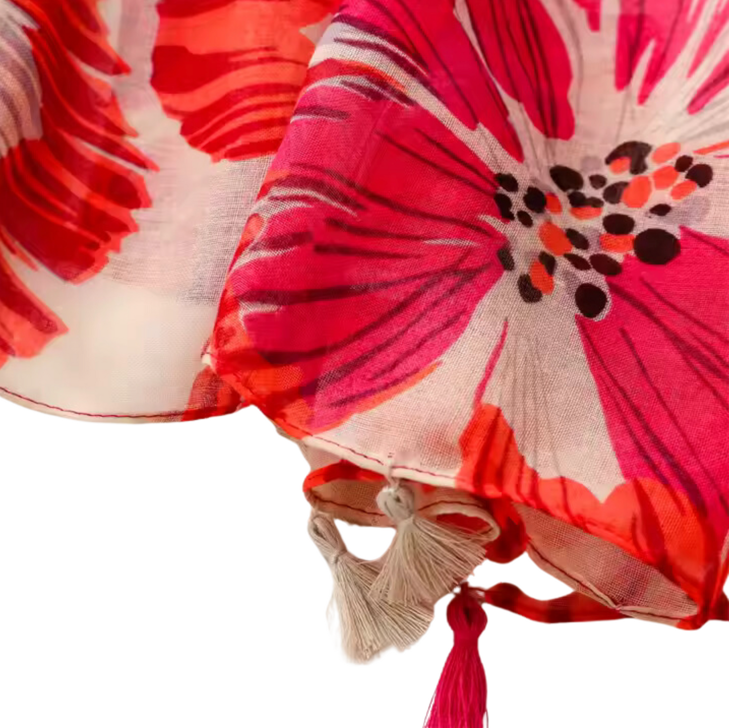 Vibrant Floral Print Scarf with Tassels