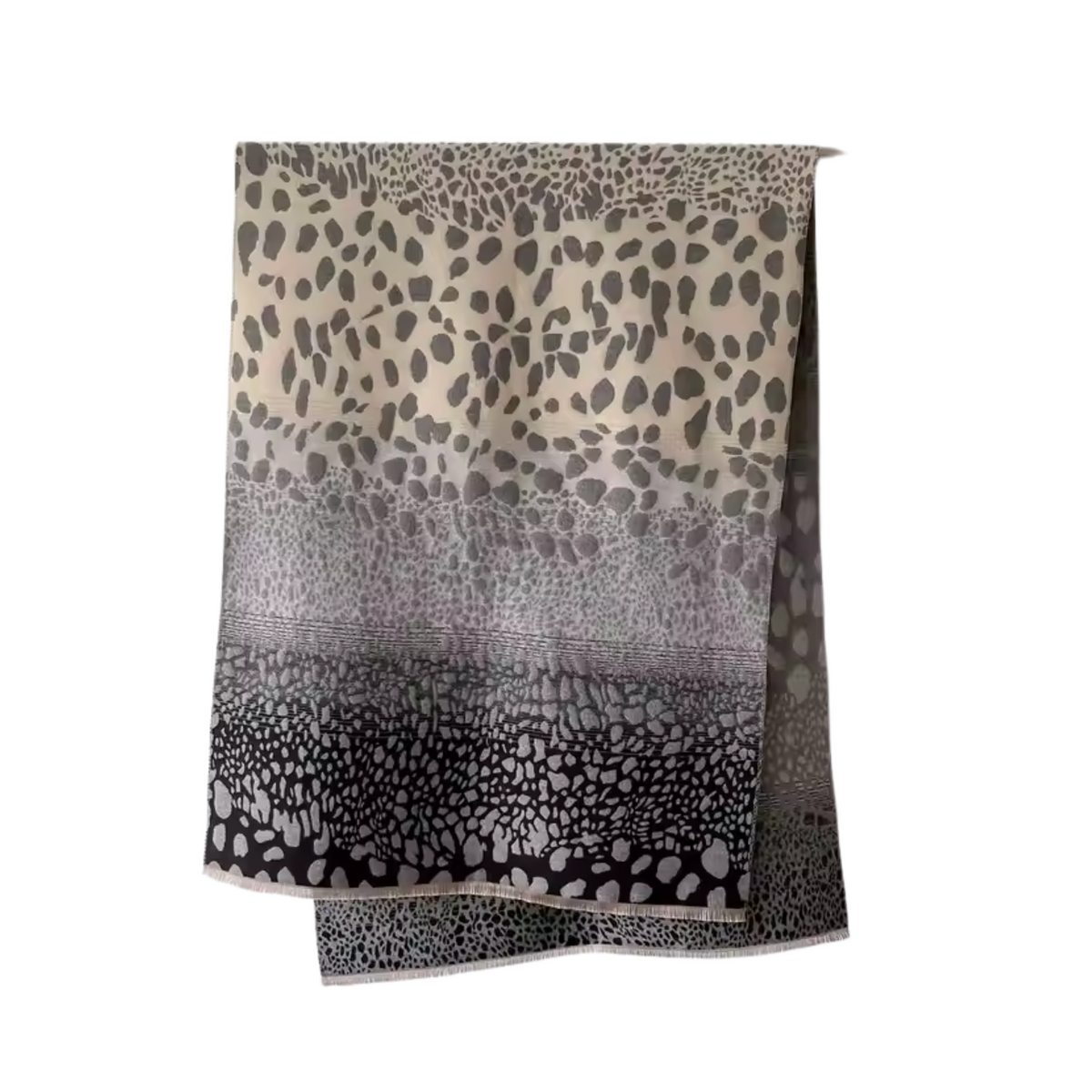 Elegant Gradient Leopard Print Scarf on a white background