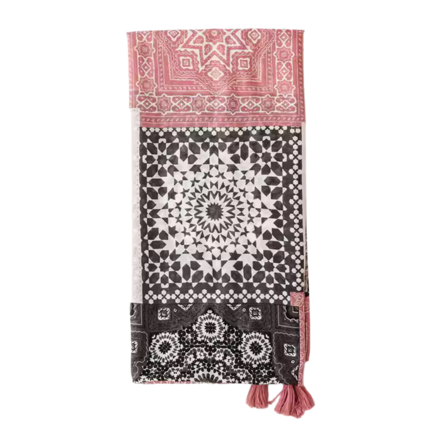 Bohemian Geometric Print Scarf with Tassel Accents
