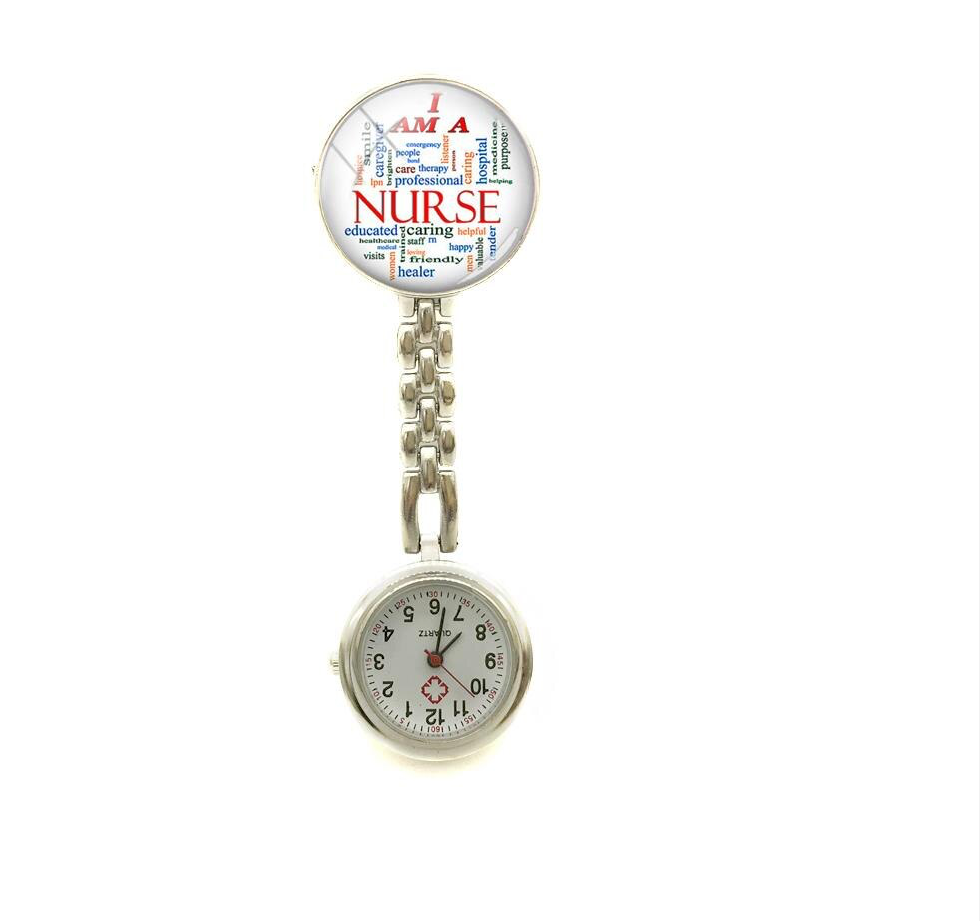 Silvertone Nurse-Themed Clip-On Watch