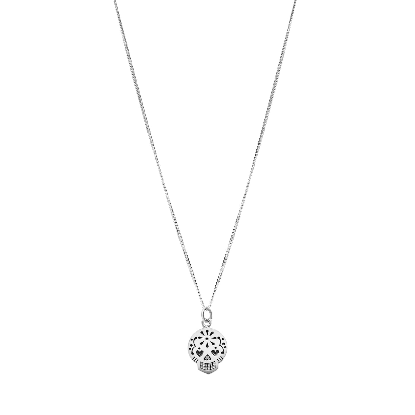 Sterling Silver Sugar Skull Pendant Necklace
