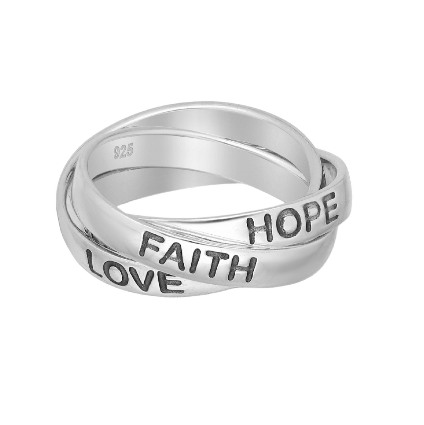 Sterling Silver 'LOVE FAITH HOPE' Ring