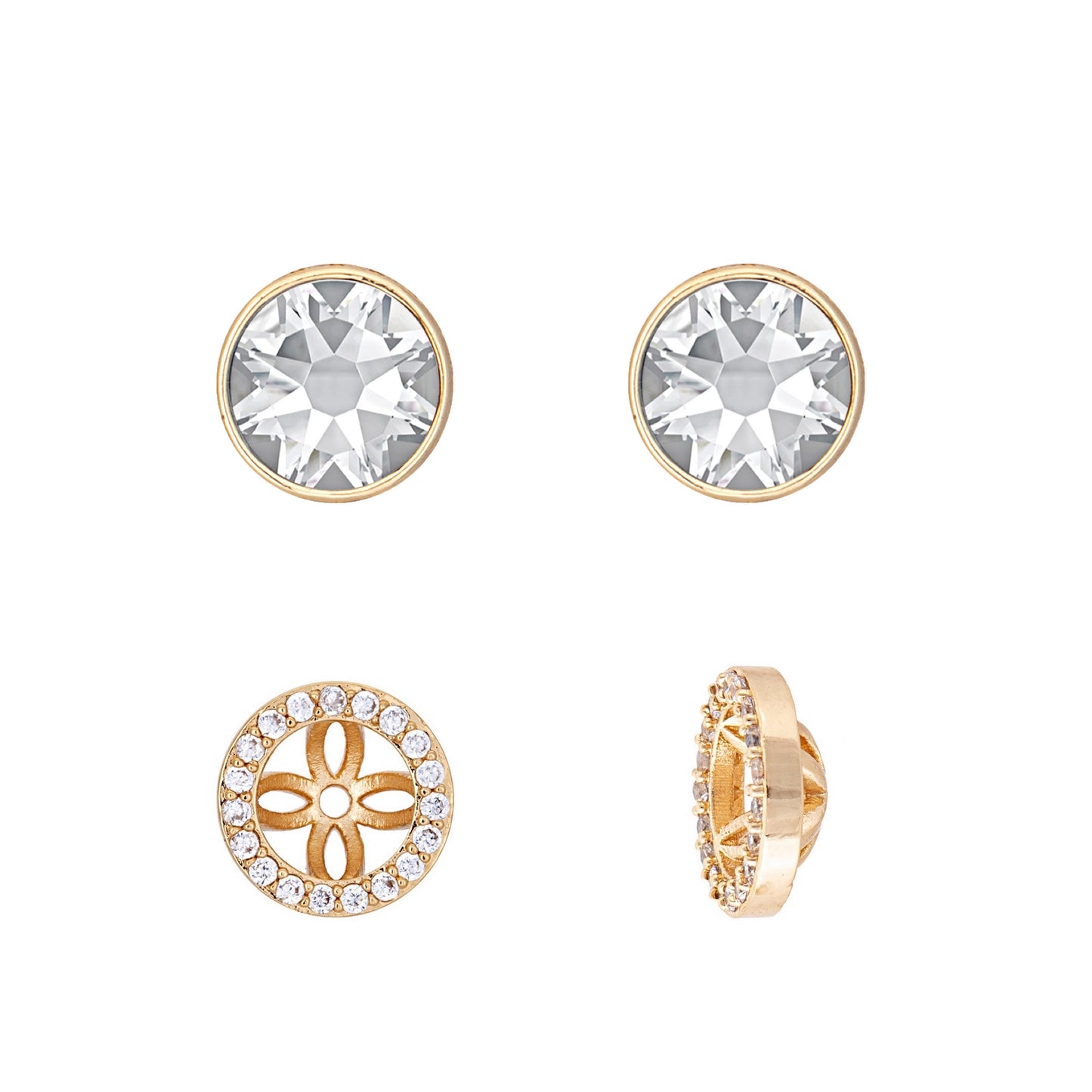 Convertible 2-in-1 Swarovski Stud Earrings – Sparkling CZ Halo, Classic & Versatile Look by callura