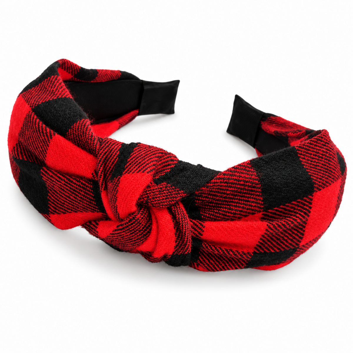 Black & Red Buffalo Check Plaid Knotted Headband — alternate view, SKU 92922-36