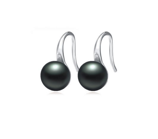 Black Freshwater Pearl Rounded Threader Earrings