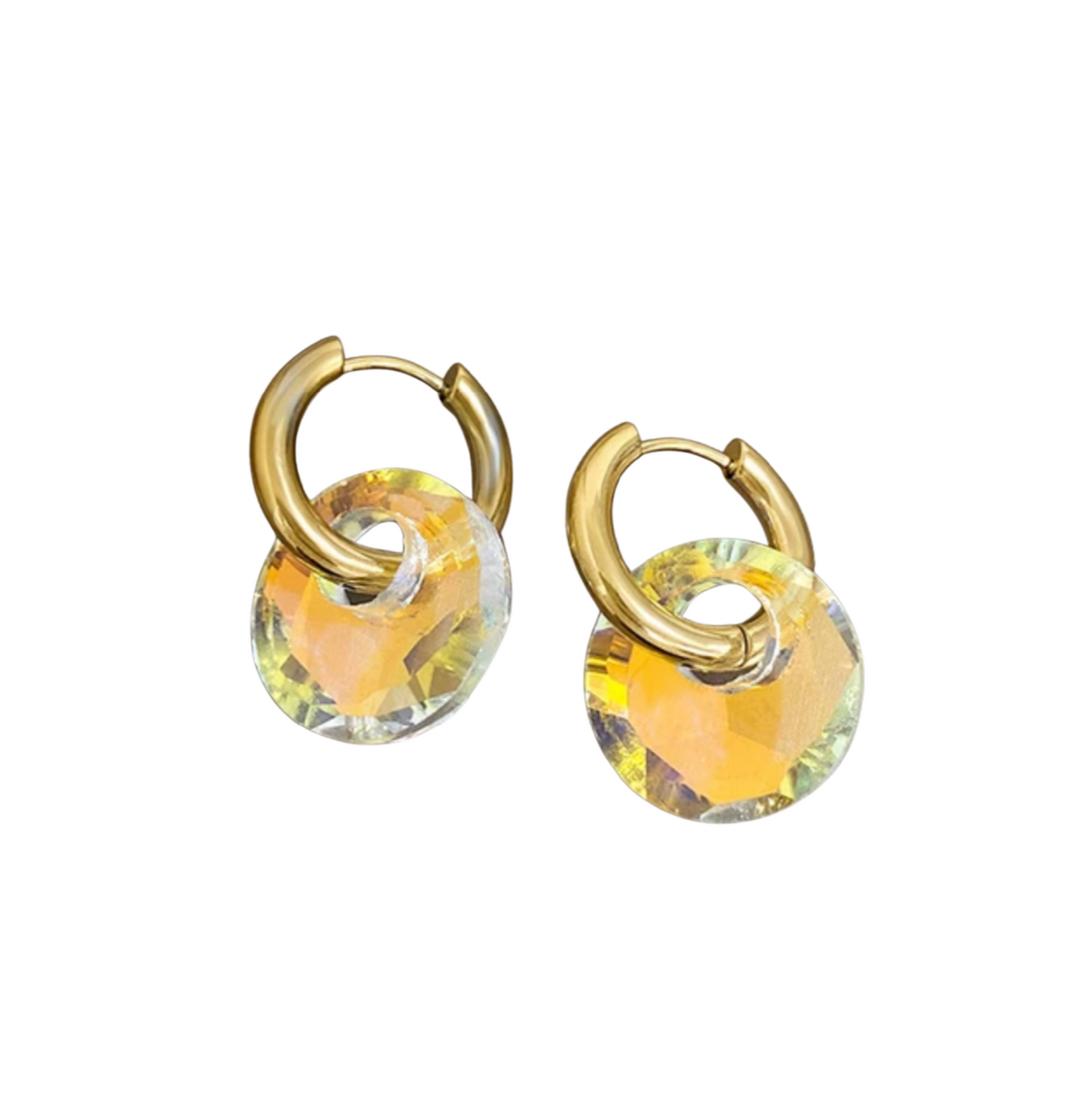 2-in-1 Stainless Steel Hoop Earrings with Removable Crystal Discs